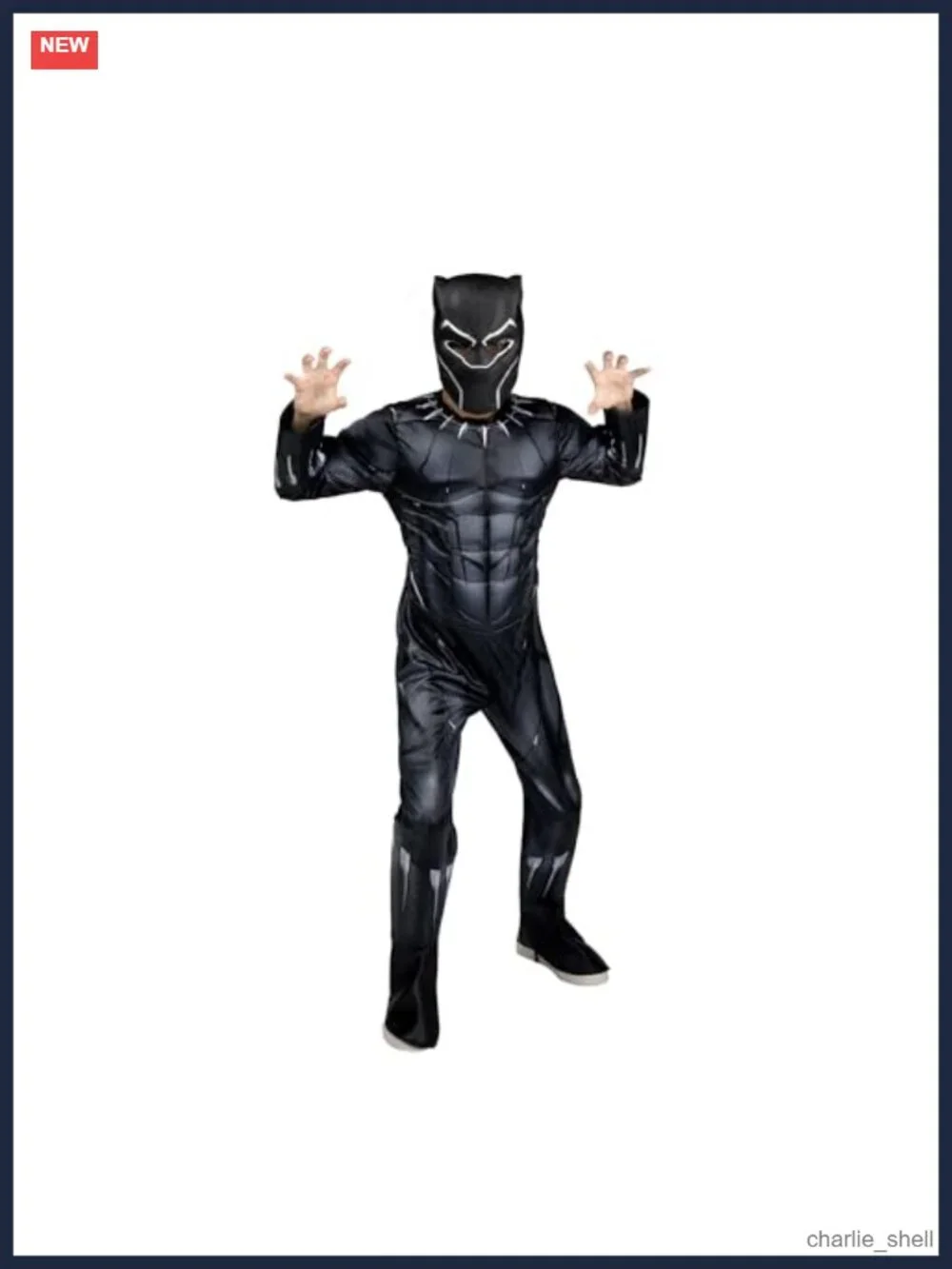 Marvel Black Panther Deluxe Kids Superhero Halloween Costume Jumpsuit Mask